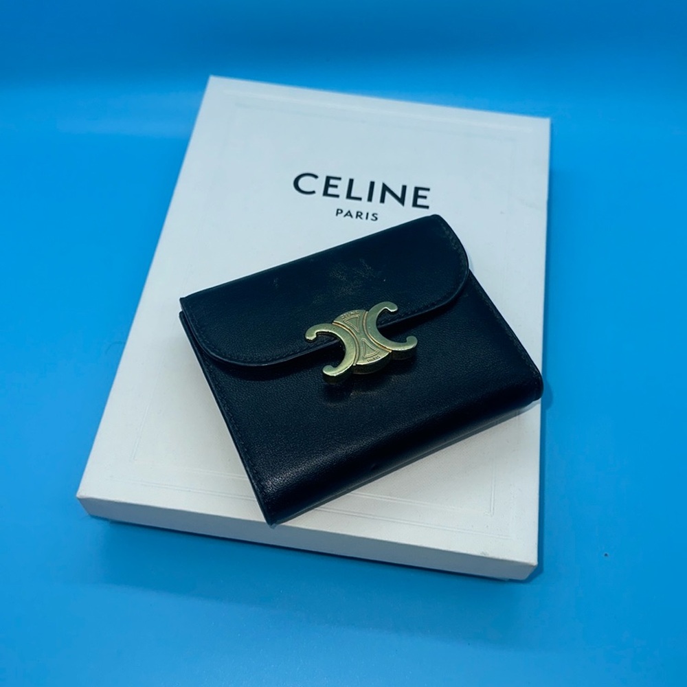 Small Flap Wallet Triomphe In Shiny Calfskin - image 1
